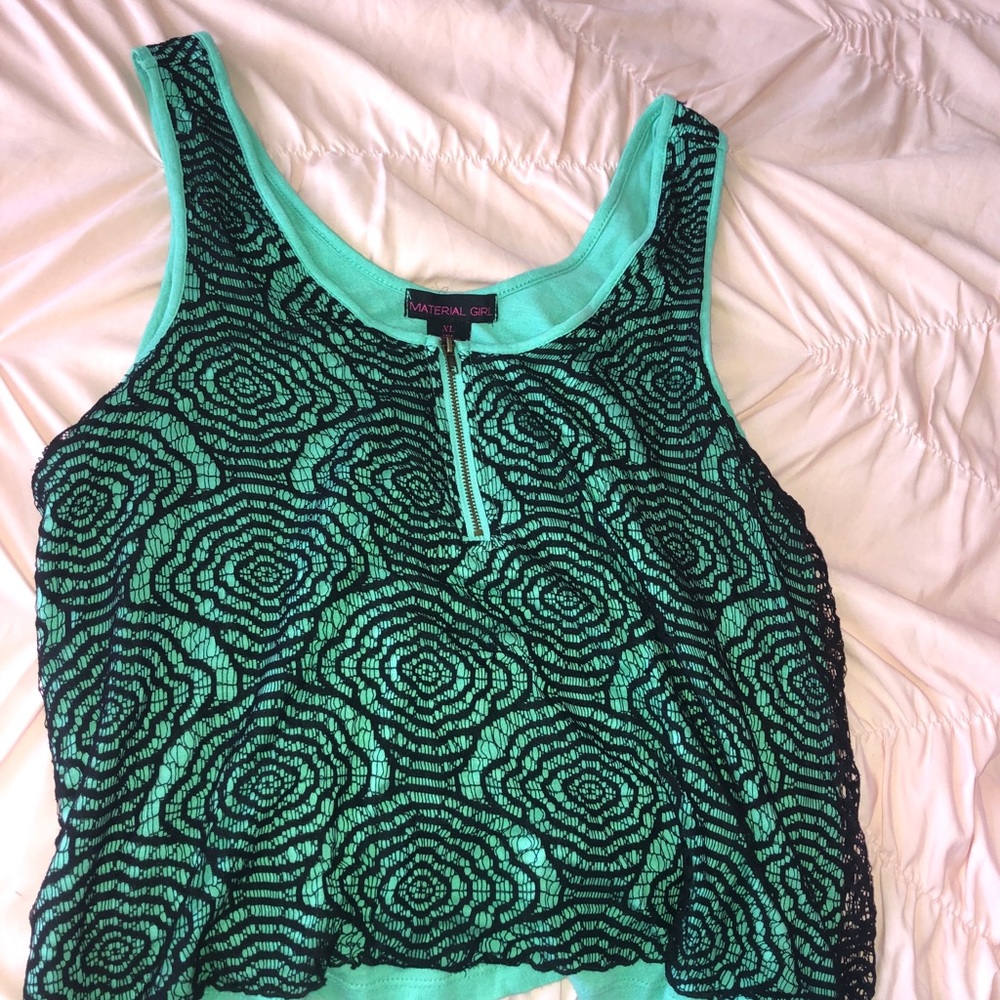 Cute tank (teal) with black lace design